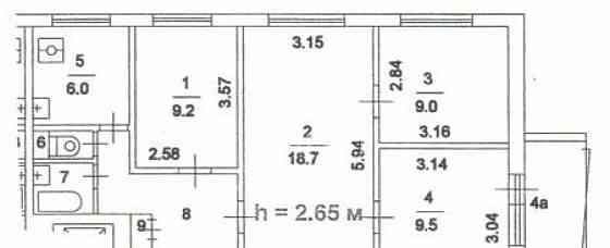 4-комн. квартира, 62.8 м2, 9/9 эт. Москва