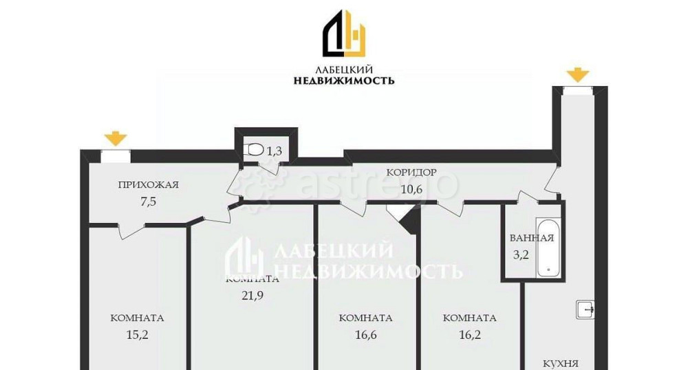 4-комн. квартира, 109.6 м2, 3/6 эт. Санкт-Петербург - изображение 2