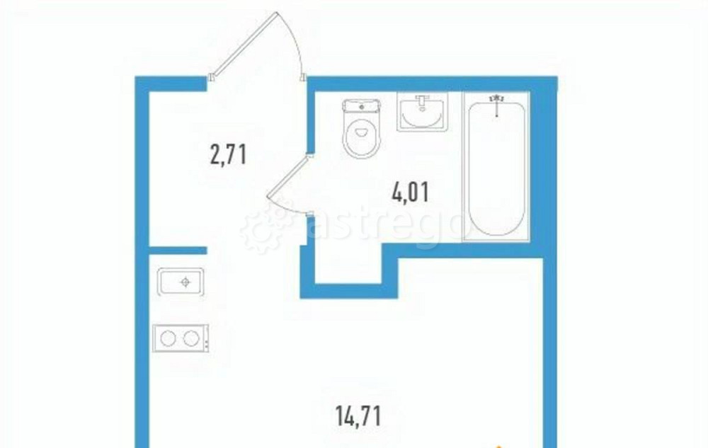Студия, 22.75 м2, 3/12 эт. Санкт-Петербург - изображение 1