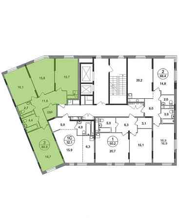 3-комн. квартира, 88 м2, 12/17 эт. Москва
