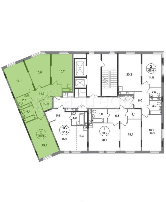3-комн. квартира, 88 м2, 12/17 эт. Москва - изображение 4