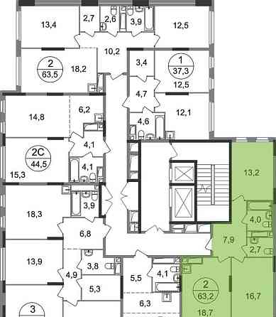 2-комн. квартира, 63 м2, 10/17 эт. Москва