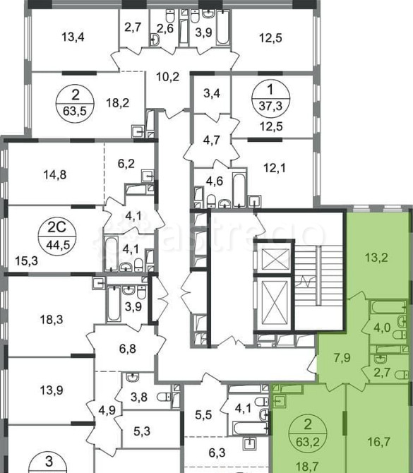 2-комн. квартира, 63 м2, 10/17 эт. Москва - изображение 3