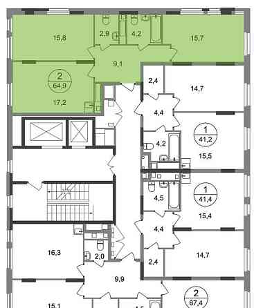 2-комн. квартира, 64 м2, 13/17 эт. Москва