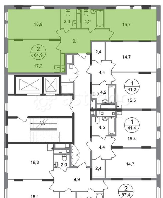 2-комн. квартира, 64 м2, 13/17 эт. Москва - изображение 4