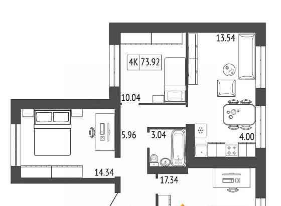 4-комн. квартира, 73.92 м2, 9/17 эт. Красноярск