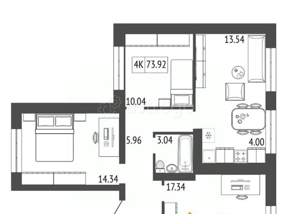 4-комн. квартира, 73.92 м2, 9/17 эт. Красноярск - изображение 1