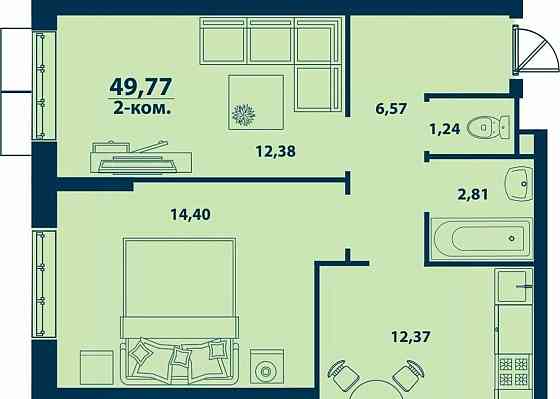 2-комн. квартира, 49.77 м2, 24/24 эт. Уфа