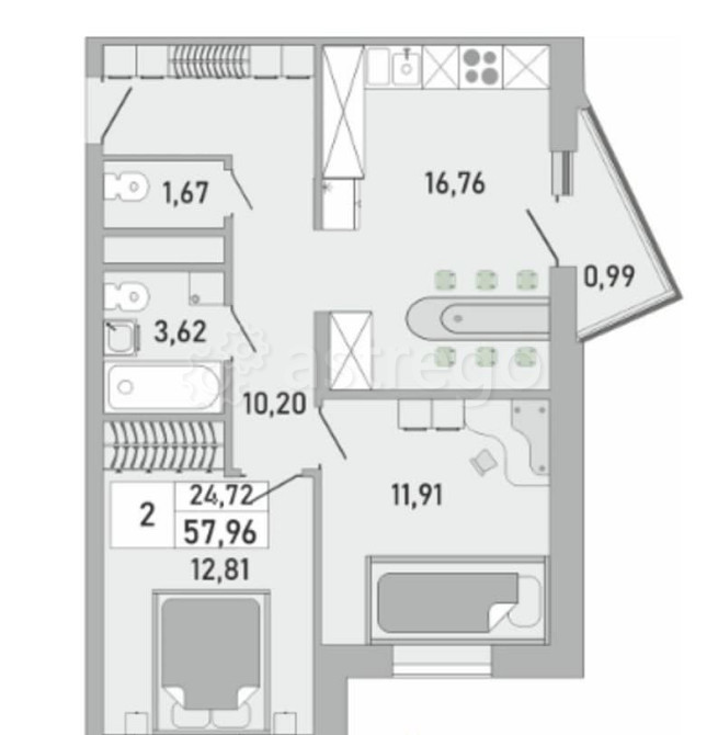 2-комн. квартира, 58 м2, 15/25 эт. Уфа - изображение 6