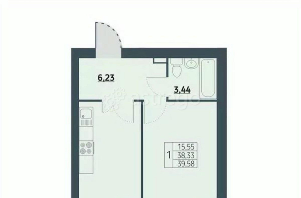 1-комн. квартира, 39.6 м2, 8/9 эт. Красноярск - изображение 1
