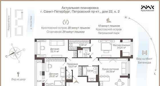 4-комн. квартира, 138.6 м2, 5/8 эт. Санкт-Петербург