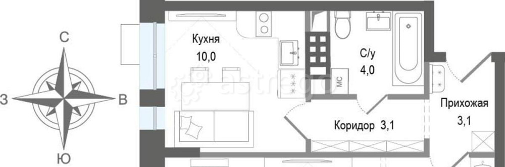 1-комн. квартира, 43.4 м2, 2/8 эт. Королев - изображение 1