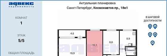 Комната, 10.1 м2, 5/5 эт. Санкт-Петербург