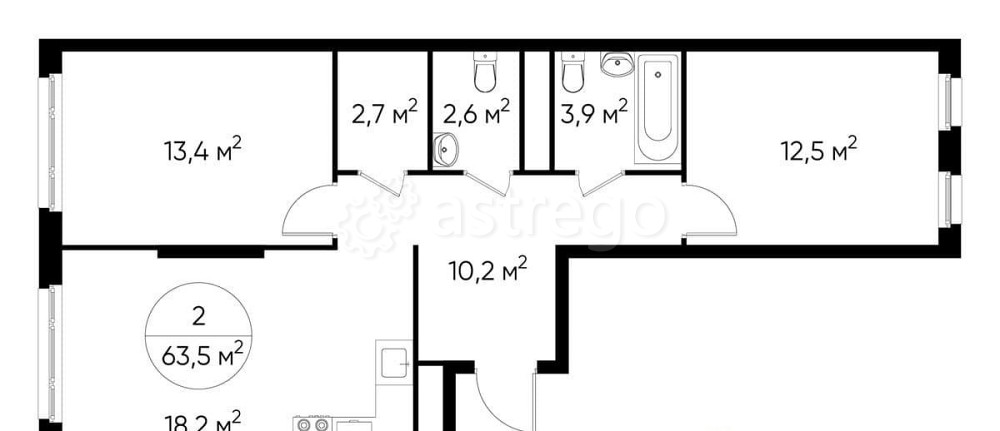 2-комн. квартира, 63 м2, 7/17 эт. Москва - изображение 1