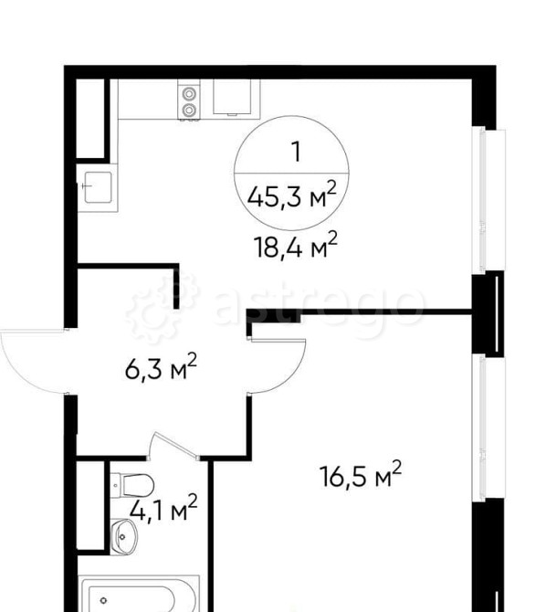 1-комн. квартира, 45 м2, 2/17 эт. Москва - изображение 1