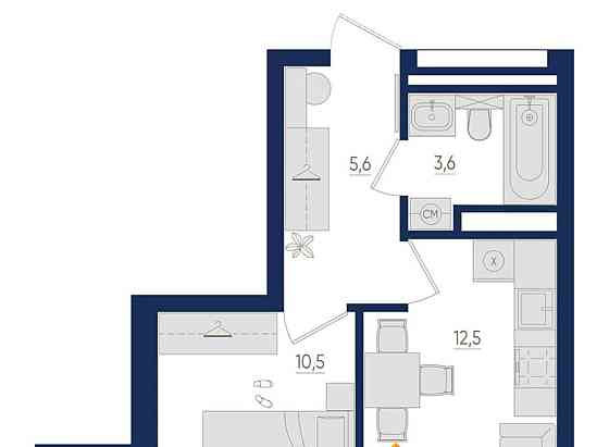 1-комн. квартира, 33.1 м2, 14/22 эт. Уфа