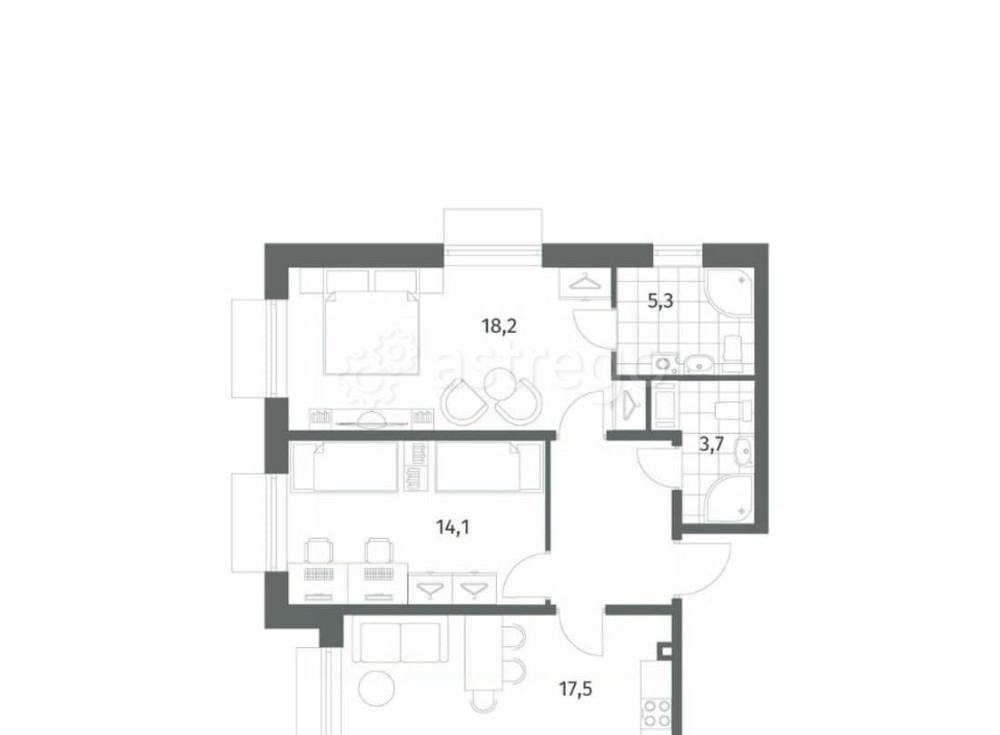 2-комн. квартира, 65.6 м2, 2/8 эт. Санкт-Петербург - изображение 5