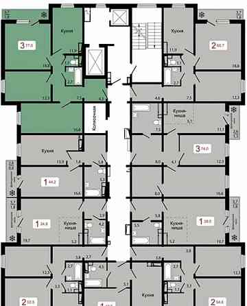 3-комн. квартира, 77 м2, 11/17 эт. Красноярск