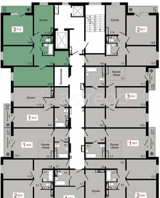 3-комн. квартира, 77 м2, 11/17 эт. Красноярск - изображение 4