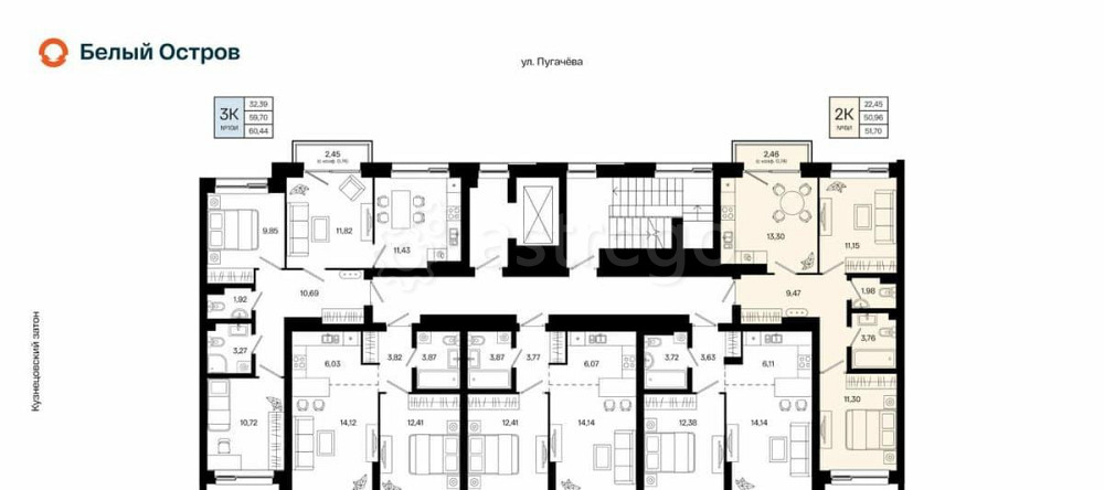 2-комн. квартира, 51.7 м2, 3/31 эт. Уфа - изображение 1