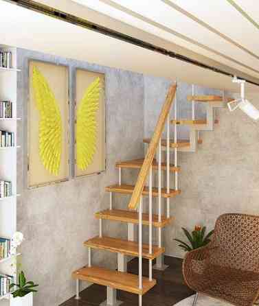 Модульная лестница малогабаритная Компакт (с поворотом 90) металлическая Новосибирск