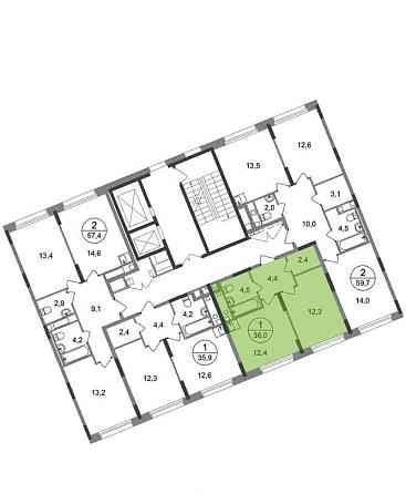 1-комн. квартира, 36 м2, 3/17 эт. Москва