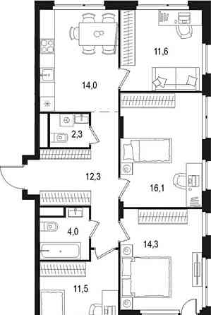 4-комн. квартира, 87.7 м2, 4/15 эт. Москва