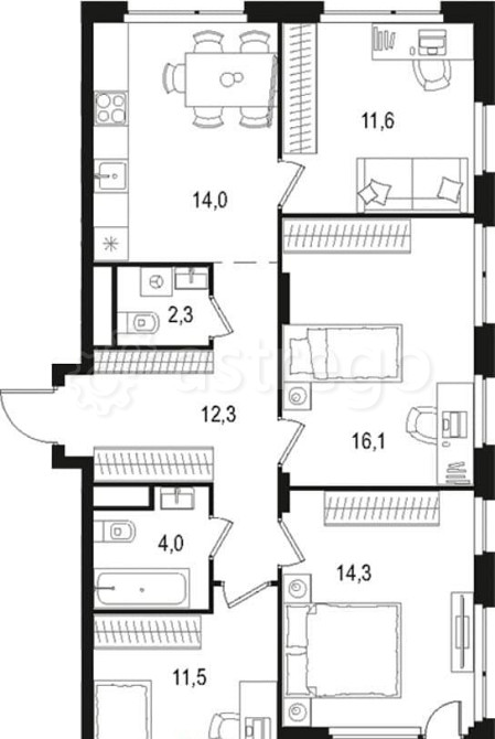 4-комн. квартира, 87.7 м2, 4/15 эт. Москва - изображение 2