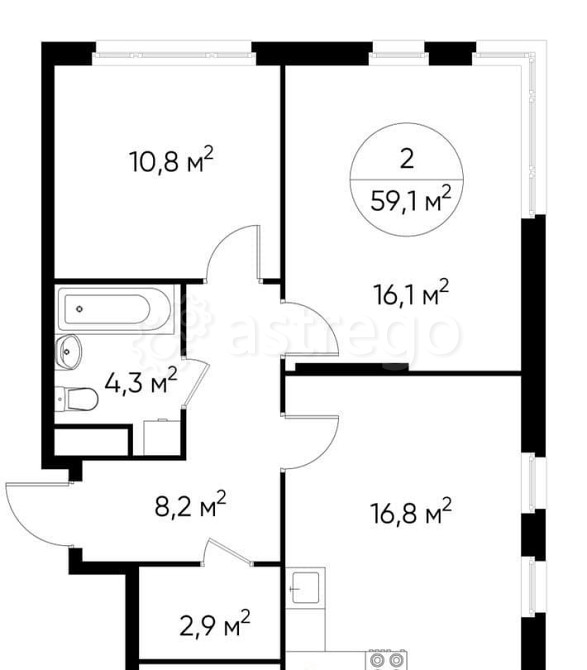 2-комн. квартира, 59 м2, 6/17 эт. Москва - изображение 1