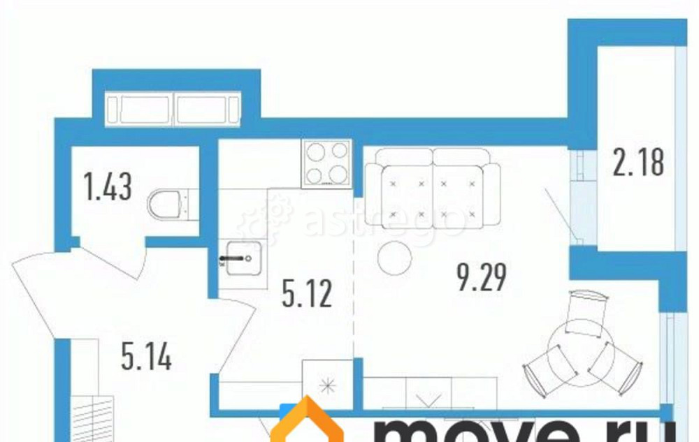 2-комн. квартира, 39.03 м2, 2/12 эт. Санкт-Петербург - изображение 1