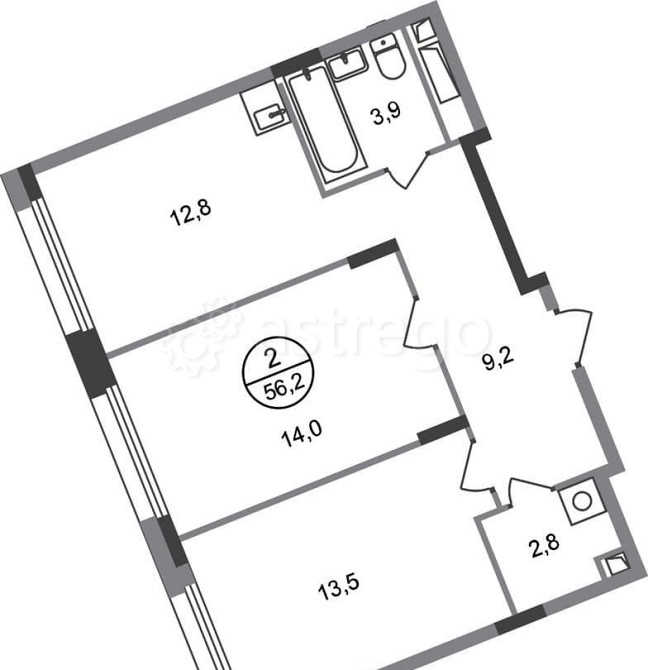 2-комн. квартира, 56 м2, 5/17 эт. Москва - изображение 1