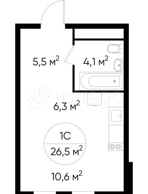 Студия, 26 м2, 15/17 эт. Москва - изображение 1