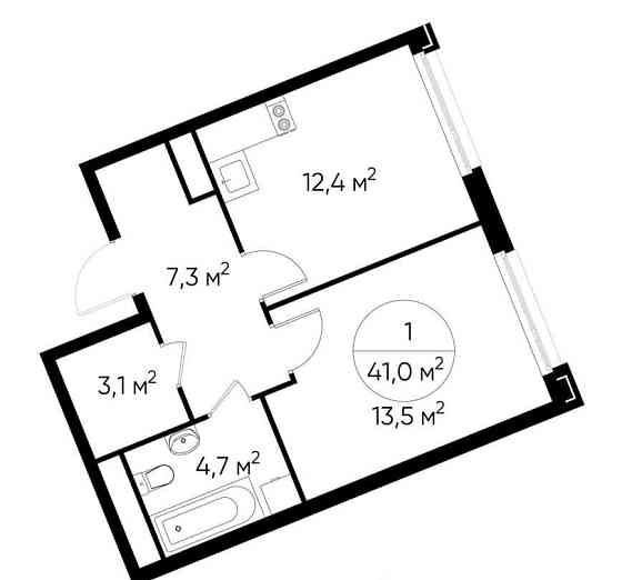 1-комн. квартира, 41 м2, 8/17 эт. Москва