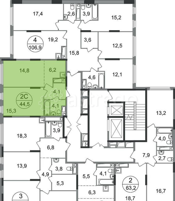 2-комн. квартира, 44 м2, 15/17 эт. Москва - изображение 10