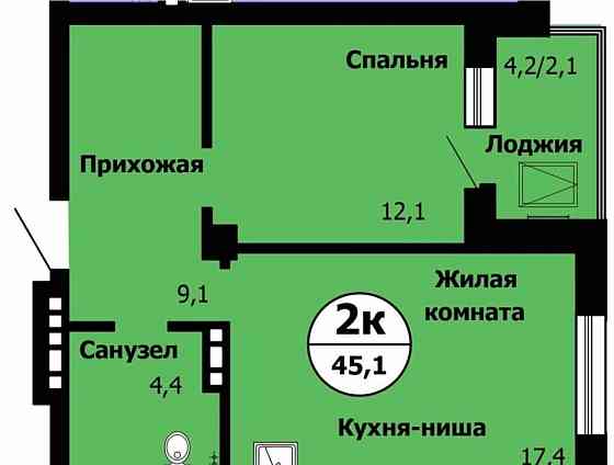 2-комн. квартира, 45.1 м2, 7/24 эт. Красноярск