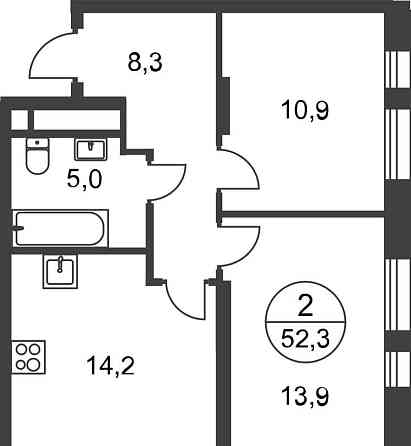 2-комн. квартира, 52 м2, 2/17 эт. Москва