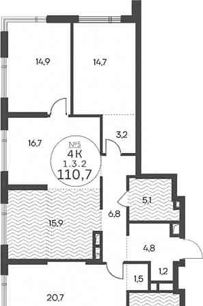 4-комн. квартира, 110.7 м2, 3/14 эт. Москва