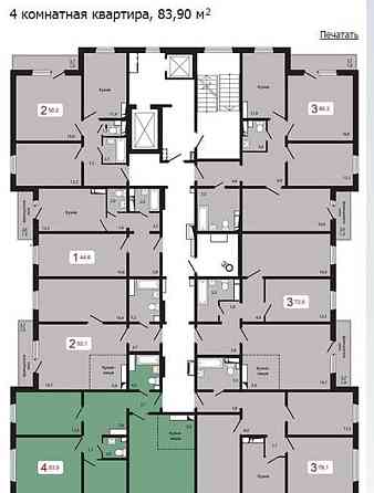 4-комн. квартира, 83.9 м2, 2/17 эт. Красноярск