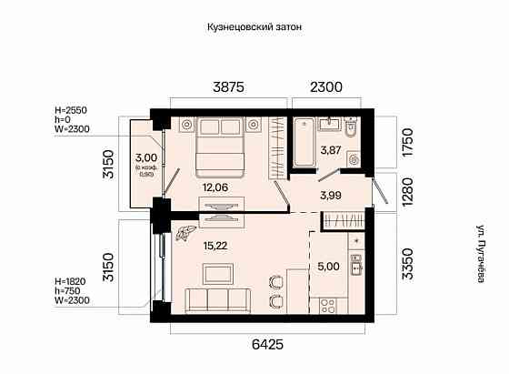 2-комн. квартира, 41.04 м2, 6/31 эт. Уфа