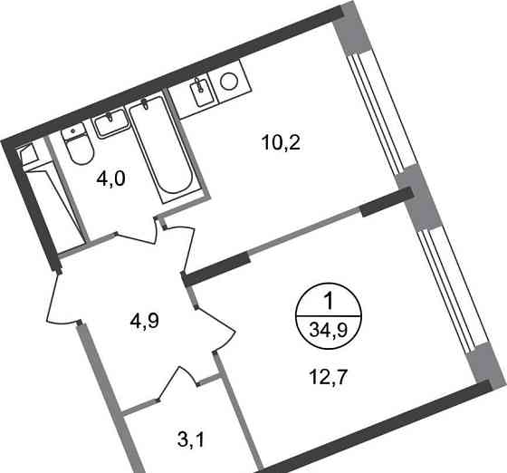 1-комн. квартира, 34 м2, 4/17 эт. Москва