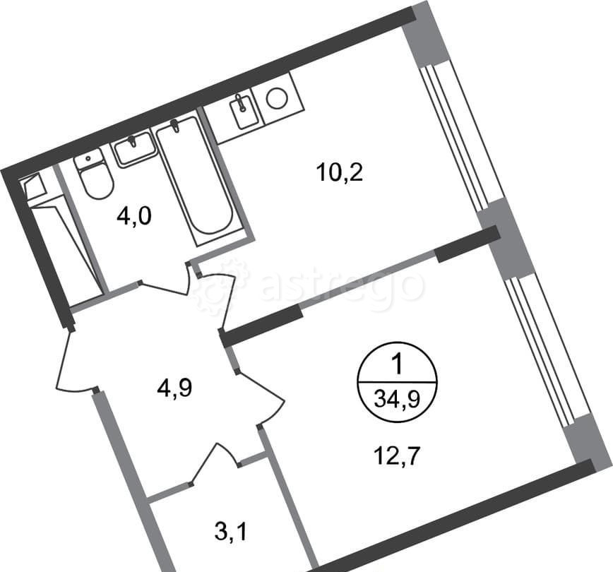 1-комн. квартира, 34 м2, 4/17 эт. Москва - изображение 1