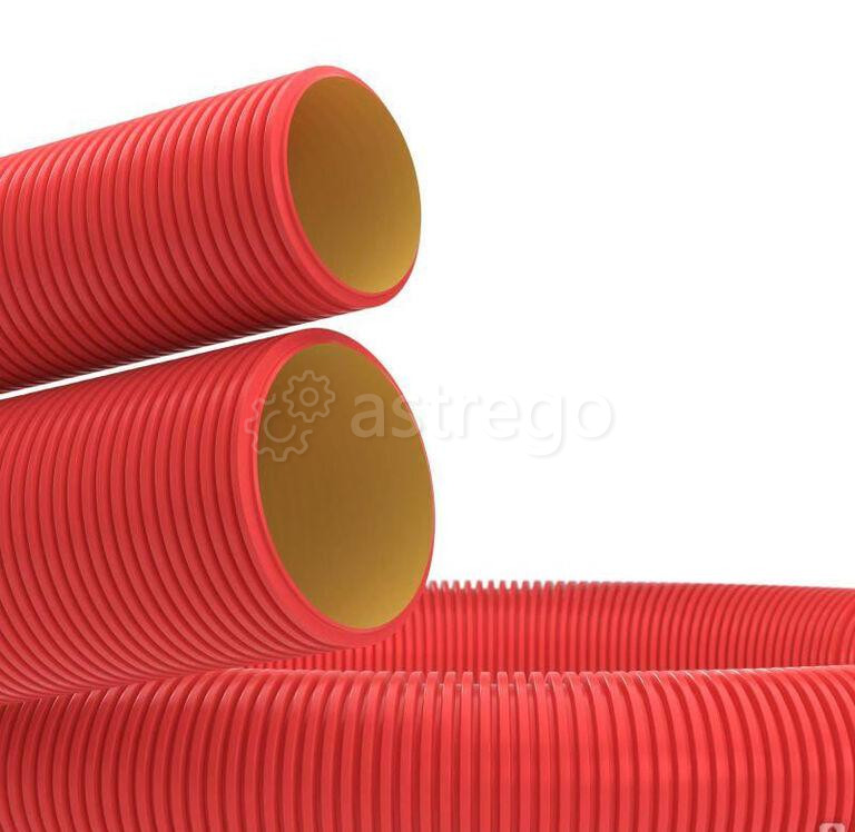 DKC Труба гофрированная двустенная ПНД d75мм с протяжкой с муфтой SN10 450Н красн. (уп.50м) DKC 1219 Краснодар - изображение 1