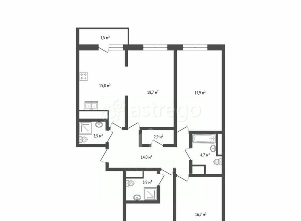 4-комн. квартира, 116.6 м2, 9/16 эт. Санкт-Петербург - изображение 7