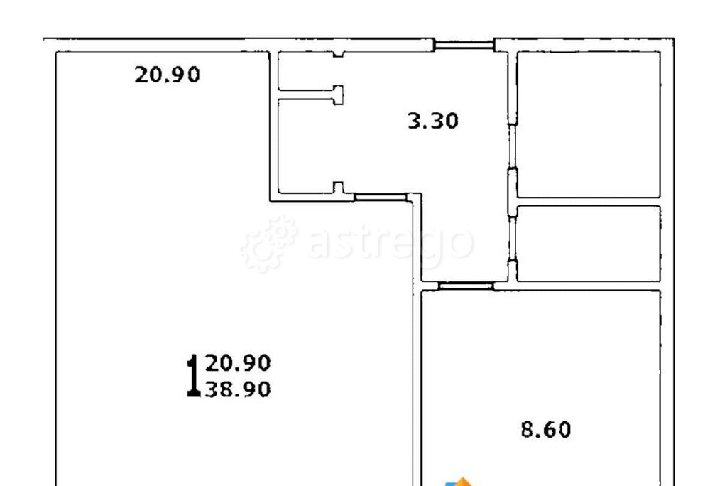1-комн. квартира, 39 м2, 2/12 эт. Москва - изображение 2