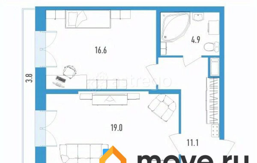 2-комн. квартира, 72.4 м2, 9/18 эт. Санкт-Петербург - изображение 1