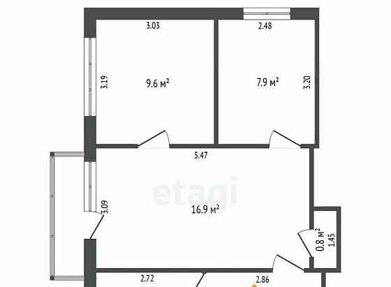 3-комн. квартира, 48.9 м2, 5/5 эт. Коряжма