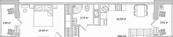 2-комн. квартира, 71.63 м2, 15/17 эт. Санкт-Петербург