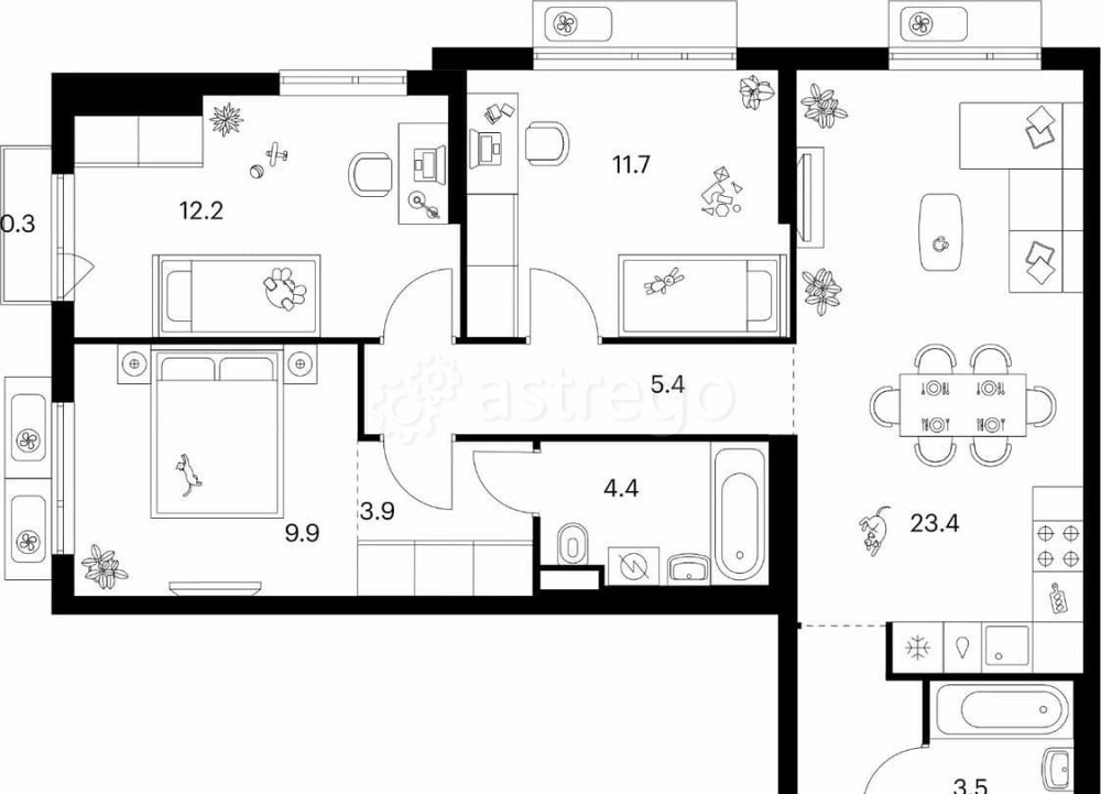 3-комн. квартира, 84.4 м2, 5/25 эт. Мытищи - изображение 2