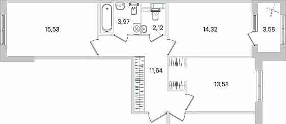 3-комн. квартира, 80.59 м2, 4/4 эт. Санкт-Петербург