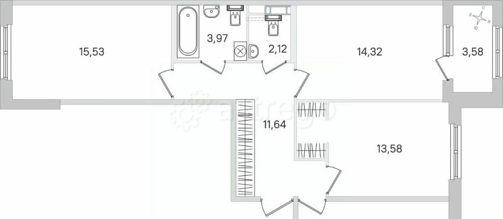 3-комн. квартира, 80.59 м2, 4/4 эт. Санкт-Петербург - изображение 1